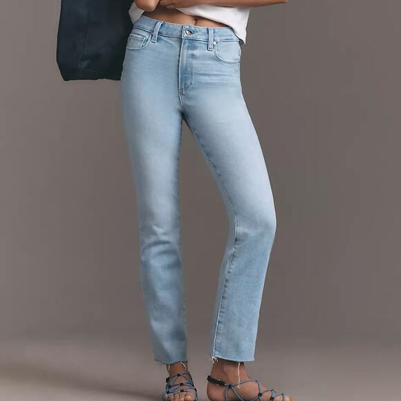 Paige x Anthropologie Cindy High-Rise Straight-Leg Light Wash Jeans Size 28 - Picture 1 of 10